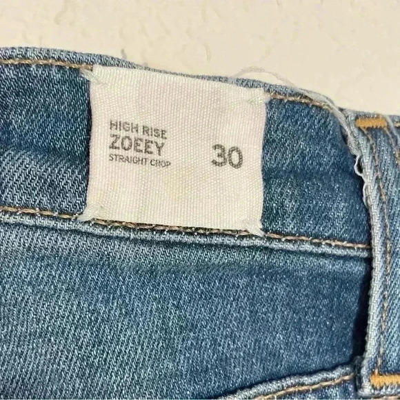 Hudson Distressed High Rise Zoeey Straight Crop Blue Jeans Womens Size 30 - Picture 5 of 8